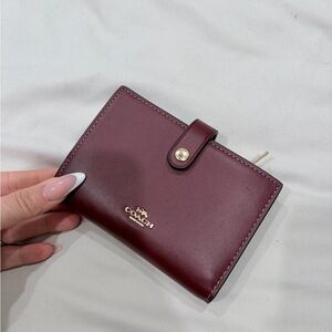 Coach Leather Snap Wallet in Burgundy